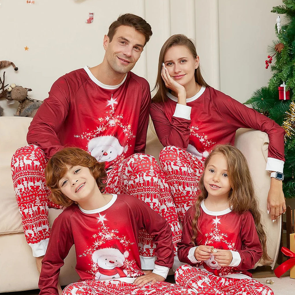 Christmas Cute Family Pajamas Set Snowman Cartoon Pattern Minimewear christmas-cute-family-pajamas-set-snowman-cartoon-pattern-minimewear