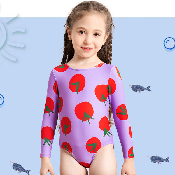 Tomato Pattern One Piece Girls Swimsuit