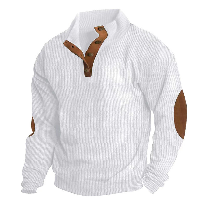 Mens Corduroy Shirts Long Sleeve Sweaters Patched Elbow Pullover Intage ...