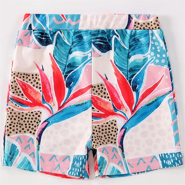 Family Matching Blue Flower Printed Swimsuits