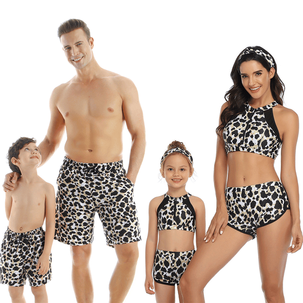 Family Matching Leopard Printed Swimsuits