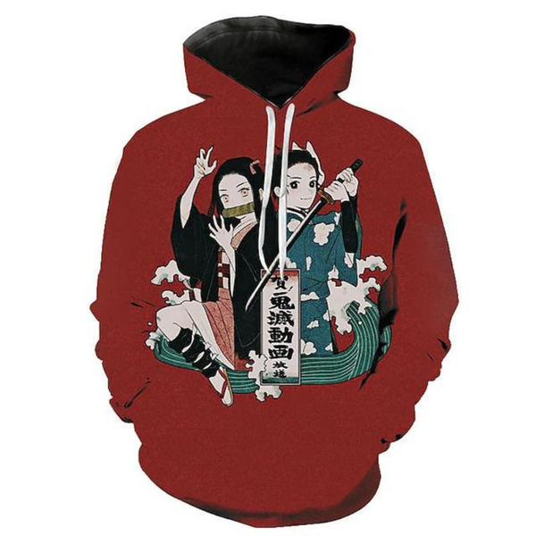 Inspired by Demon Slayer Cosplay Costume Wine Red Hoodie