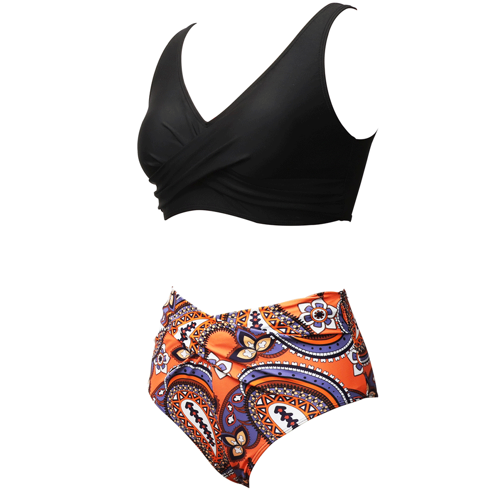 Wrap Bralette & Floral High Waist Bikini Set