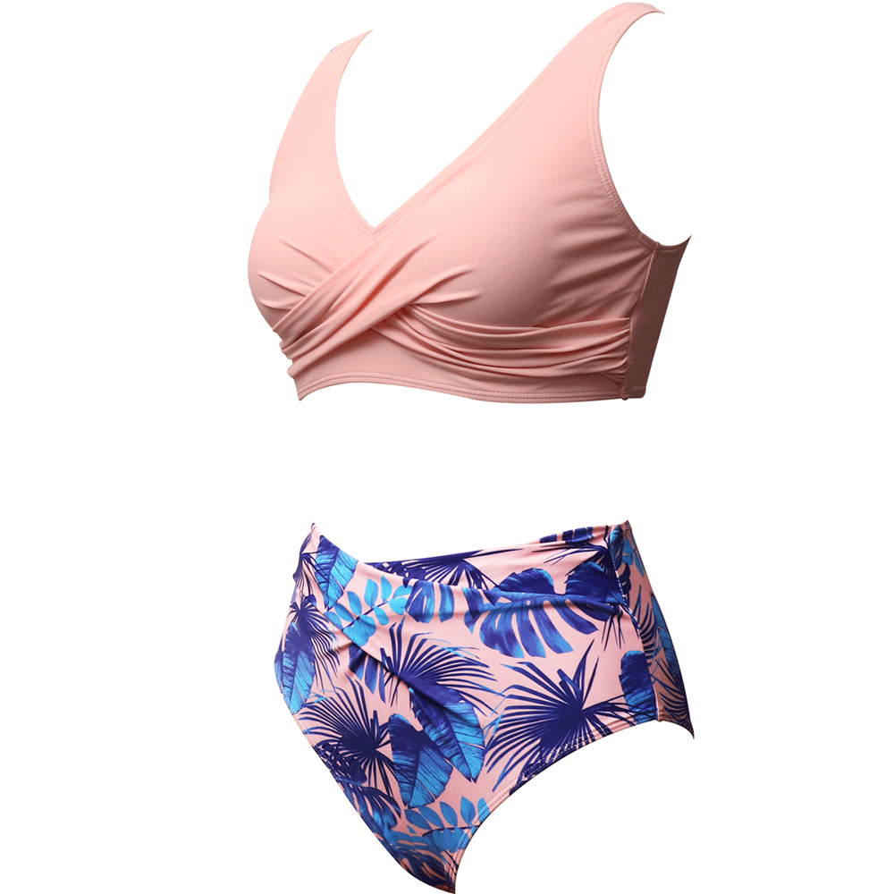 Wrap Bralette & Floral High Waist Bikini Set