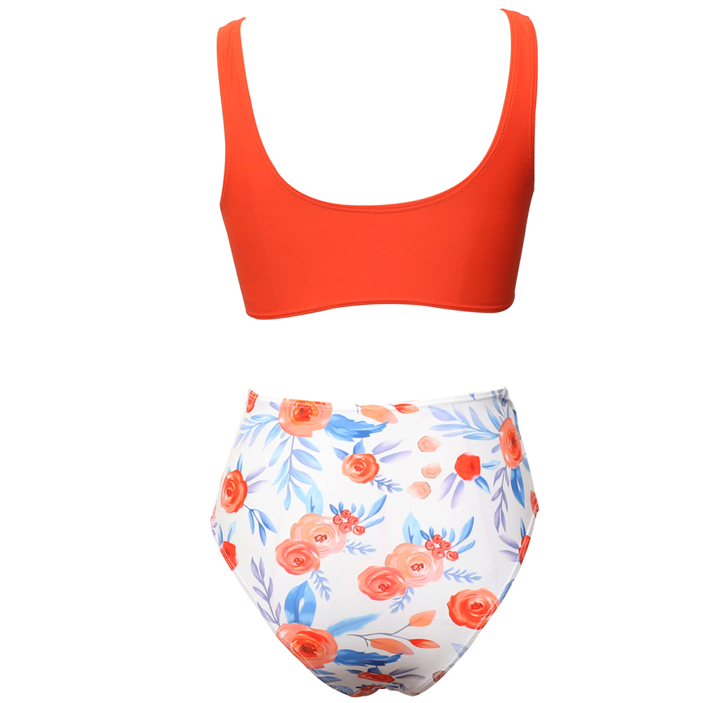 Wrap Bralette & Floral High Waist Bikini Set