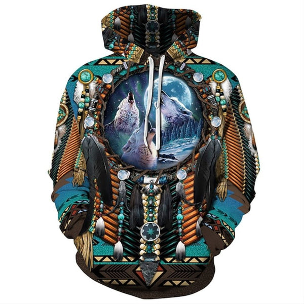Inspired by American Indian Native Blue Hoodies