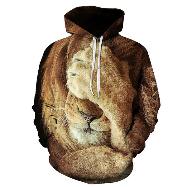 3D Graphic Printed Hoodies Funny Lion