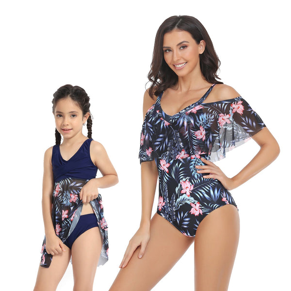 Floral & Ruffled One Piece Mommy and Me Swimsuits