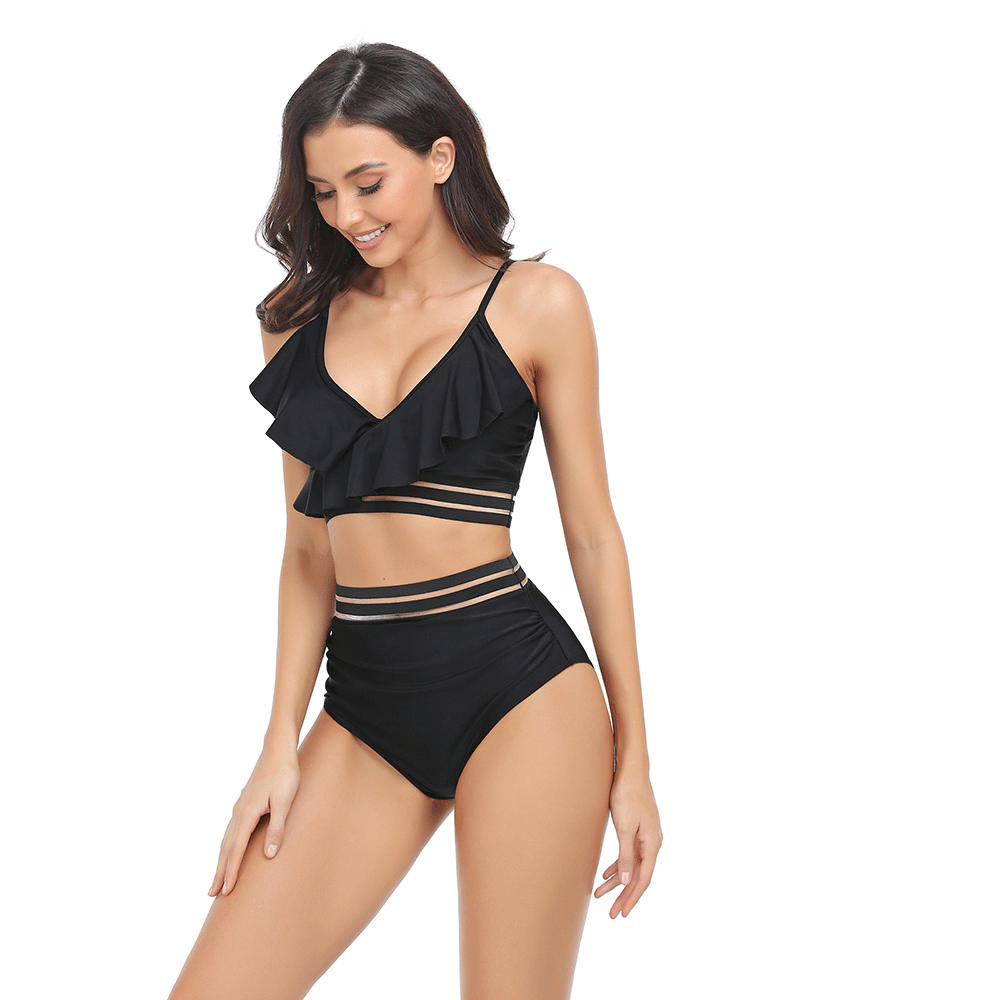 Wrap Bralette & Spliced High Waist Swimsuit foe Women