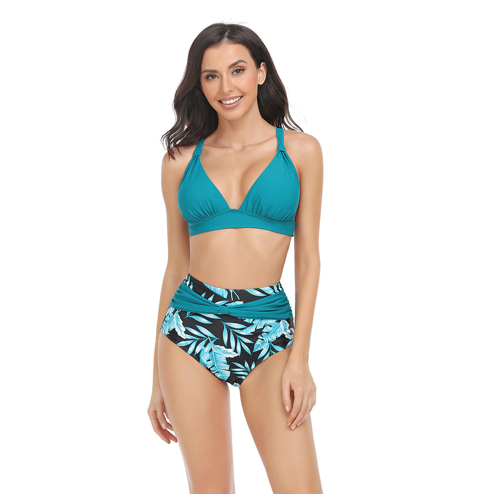 X-Back Triangle & Banded High Waist Swimsuit foe Women