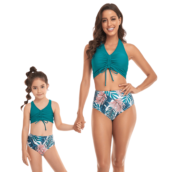 Bralette & Floral Bottom Bikini Mommy and Me Swimsuits