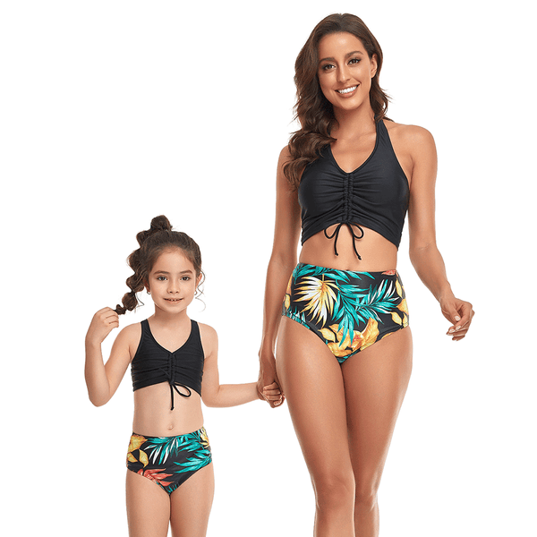 Bralette & Floral Bottom Bikini Mommy and Me Swimsuits