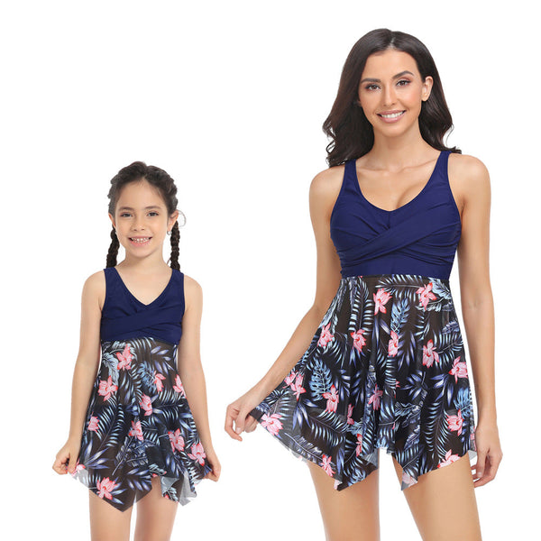 Ruffle Floral Print Mommy and Me Swimsuit