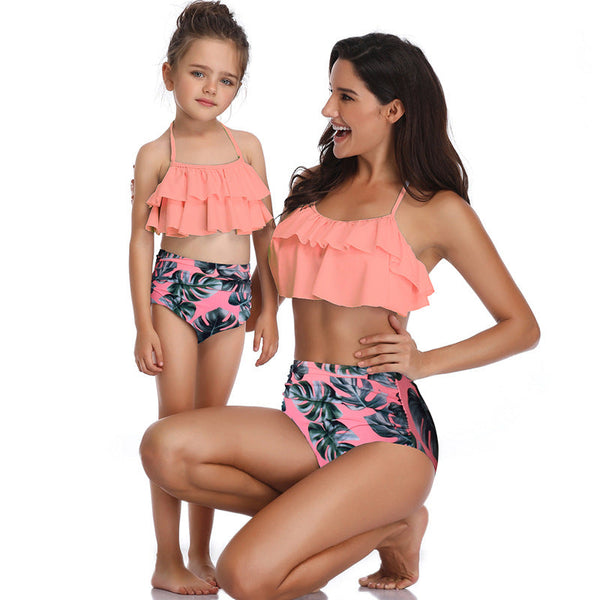 Ruffled Bikini & High Waist Bottom Mommy and Me Swimsuit