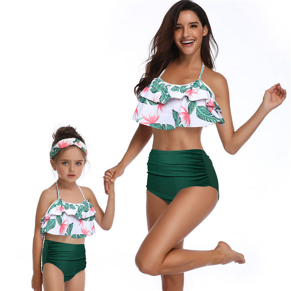 Ruffled Bikini & High Waist Bottom Mommy and Me Swimsuit